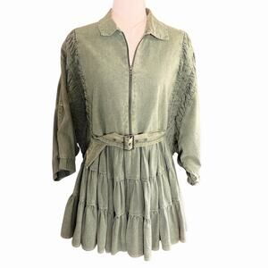 Free People Women's Green Hampton Mini Dress Small Bohemian boho Hippie